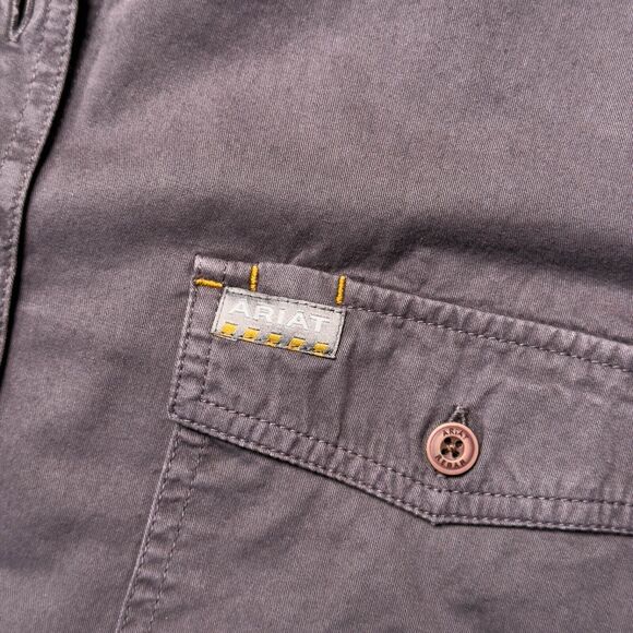Ariat Rebar Gray Make Tough Dura Stretch Classic Fit Work Shirt Mens Size XL - Picture 11 of 14